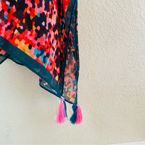 Soft Surroundings Colorful Printed Runa Tassel Cover Up Kimono OS - Picture 5 of 7